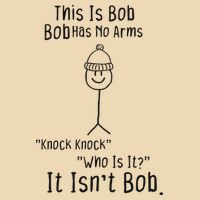 This Is Bob No Arms Knock Knock Stickman Joke Funny Drawstring Bag