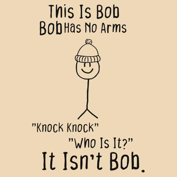 This Is Bob No Arms Knock Knock Stickman Joke Funny Drawstring Bag