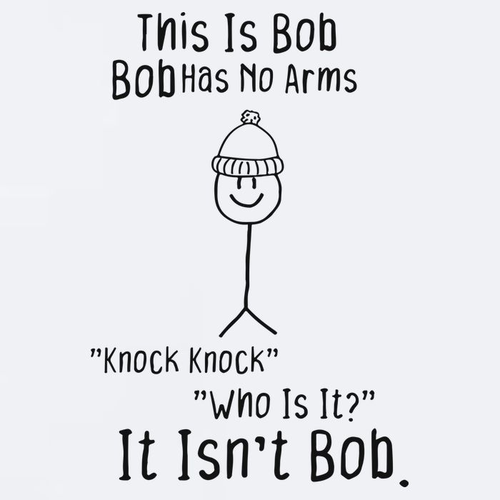 This Is Bob No Arms Knock Knock Stickman Joke Funny Sueded Cloud Jersey T-Shirt