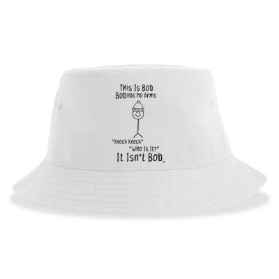 This Is Bob No Arms Knock Knock Stickman Joke Funny Sustainable Bucket Hat