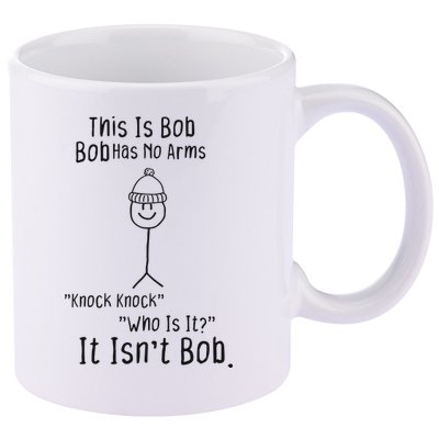 This Is Bob No Arms Knock Knock Stickman Joke Funny 11oz C Handle Ceramic Mug