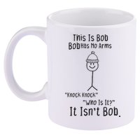 This Is Bob No Arms Knock Knock Stickman Joke Funny 11oz C Handle Ceramic Mug
