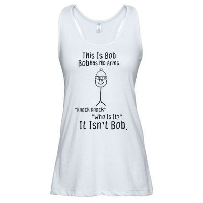 This Is Bob No Arms Knock Knock Stickman Joke Funny Ladies Essential Flowy Tank