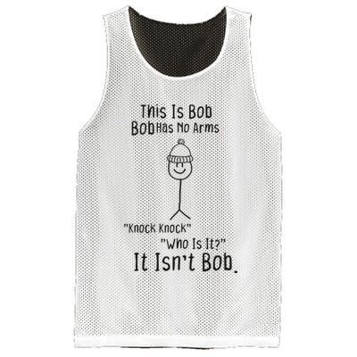 This Is Bob No Arms Knock Knock Stickman Joke Funny Mesh Reversible Basketball Jersey Tank