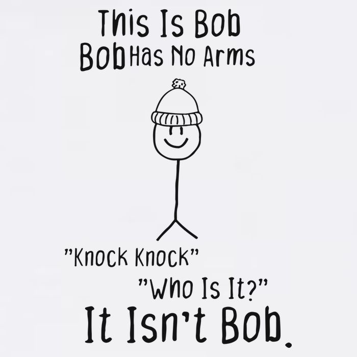 This Is Bob No Arms Knock Knock Stickman Joke Funny Short Acrylic Beanie
