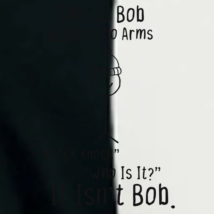 This Is Bob No Arms Knock Knock Stickman Joke Funny Infant Baby Jersey Bodysuit