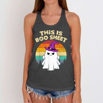 This Is Boo Sheet Ghost Retro Halloween Costume  Wo Women's Knotted Racerback Tank