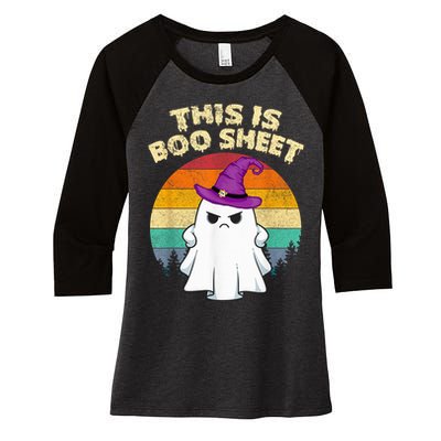 This Is Boo Sheet Ghost Retro Halloween Costume  Wo Women's Tri-Blend 3/4-Sleeve Raglan Shirt