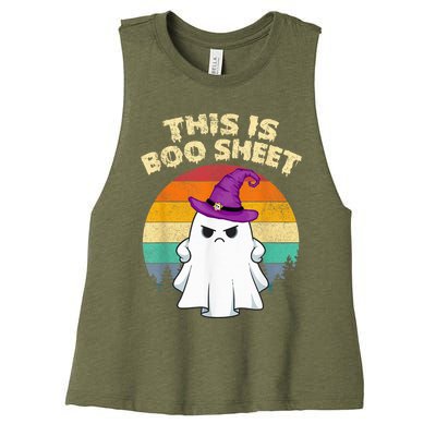 This Is Boo Sheet Ghost Retro Halloween Costume  Wo Women's Racerback Cropped Tank