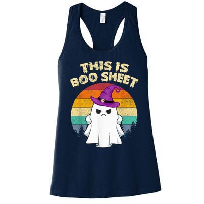 This Is Boo Sheet Ghost Retro Halloween Costume  Wo Women's Racerback Tank