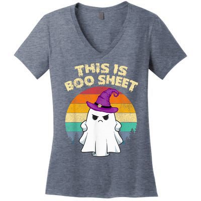 This Is Boo Sheet Ghost Retro Halloween Costume  Wo Women's V-Neck T-Shirt