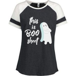 This Is Boo Sheet Funny Halloween Ghost Gift Enza Ladies Jersey Colorblock Tee