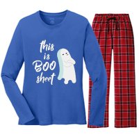 This Is Boo Sheet Funny Halloween Ghost Gift Women's Long Sleeve Flannel Pajama Set 