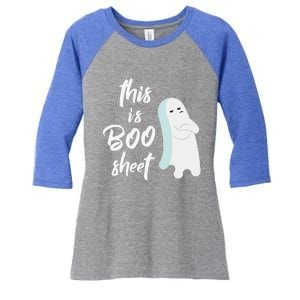 This Is Boo Sheet Funny Halloween Ghost Gift Women's Tri-Blend 3/4-Sleeve Raglan Shirt