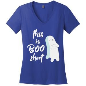 This Is Boo Sheet Funny Halloween Ghost Gift Women's V-Neck T-Shirt