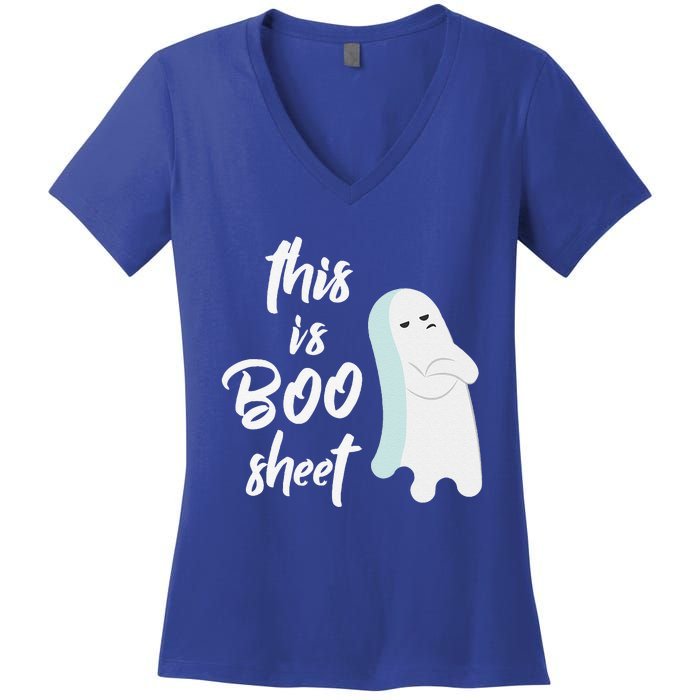 This Is Boo Sheet Funny Halloween Ghost Gift Women's V-Neck T-Shirt