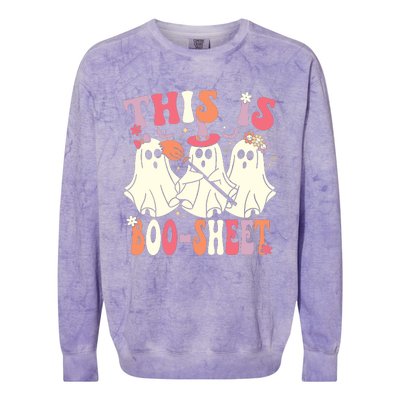 This Is Boosheet Halloween Ghost Costume Retro Groovy Colorblast Crewneck Sweatshirt