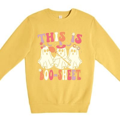 This Is Boosheet Halloween Ghost Costume Retro Groovy Premium Crewneck Sweatshirt