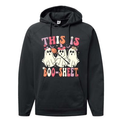 This Is Boosheet Halloween Ghost Costume Retro Groovy Performance Fleece Hoodie