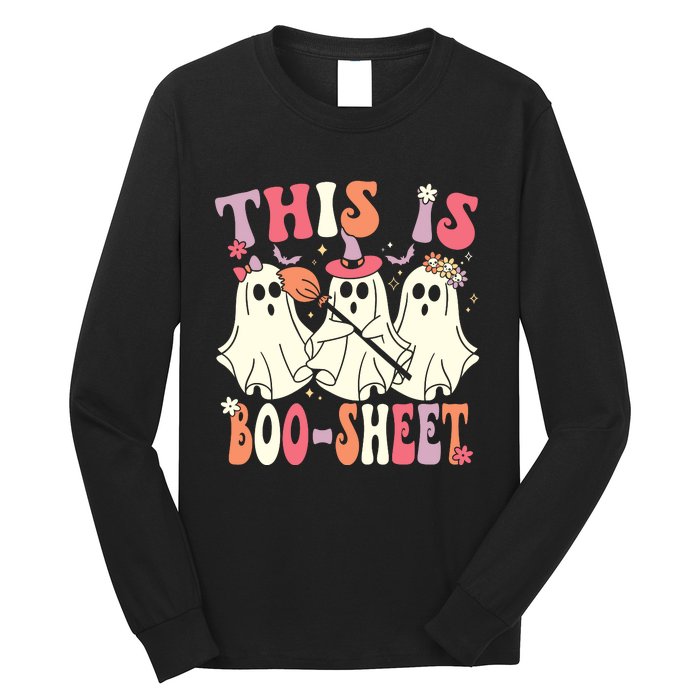 This Is Boosheet Halloween Ghost Costume Retro Groovy Long Sleeve Shirt