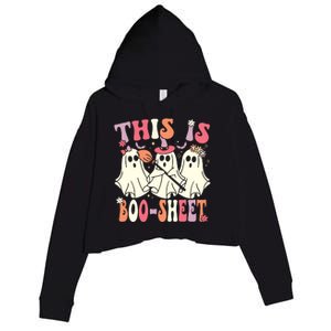 This Is Boosheet Halloween Ghost Costume Retro Groovy Crop Fleece Hoodie