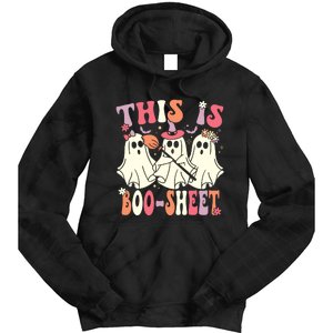 This Is Boosheet Halloween Ghost Costume Retro Groovy Tie Dye Hoodie