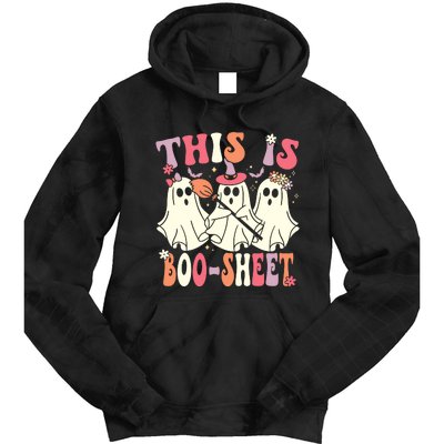 This Is Boosheet Halloween Ghost Costume Retro Groovy Tie Dye Hoodie