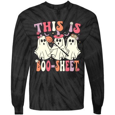 This Is Boosheet Halloween Ghost Costume Retro Groovy Tie-Dye Long Sleeve Shirt