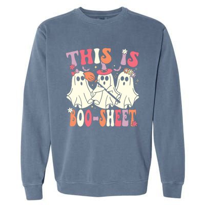 This Is Boosheet Halloween Ghost Costume Retro Groovy Garment-Dyed Sweatshirt