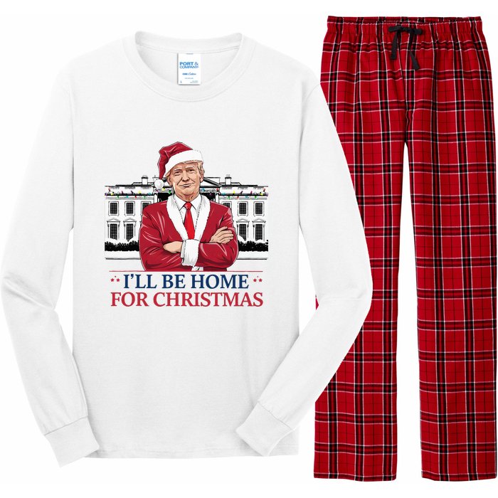 Trump ILl Be Home For Christmas Whitehouse 2024 Long Sleeve Pajama Set