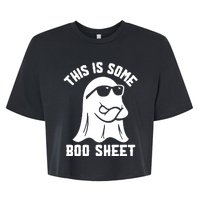 This Is Boosheet Halloween Ghost Costume Retro Groovy Bella+Canvas Jersey Crop Tee