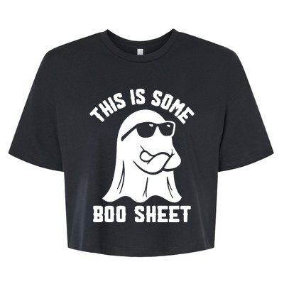 This Is Boosheet Halloween Ghost Costume Retro Groovy Bella+Canvas Jersey Crop Tee