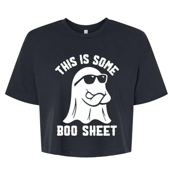 This Is Boosheet Halloween Ghost Costume Retro Groovy Bella+Canvas Jersey Crop Tee