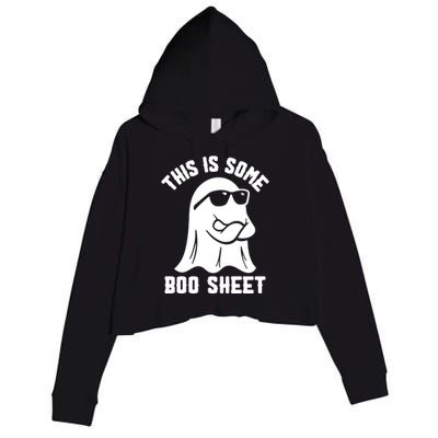 This Is Boosheet Halloween Ghost Costume Retro Groovy Crop Fleece Hoodie