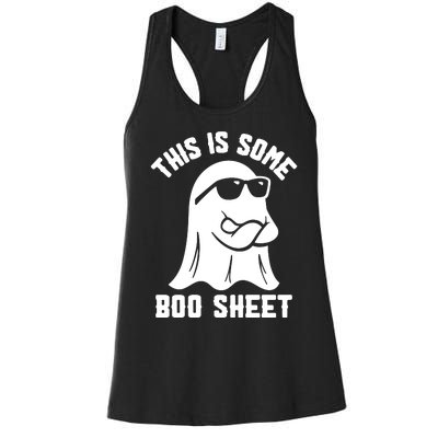 This Is Boosheet Halloween Ghost Costume Retro Groovy Women's Racerback Tank