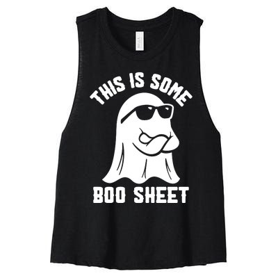 This Is Boosheet Halloween Ghost Costume Retro Groovy Women's Racerback Cropped Tank