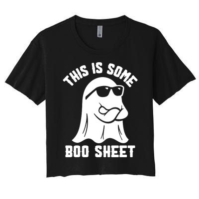 This Is Boosheet Halloween Ghost Costume Retro Groovy Women's Crop Top Tee