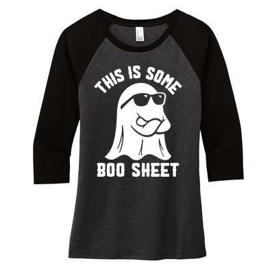 This Is Boosheet Halloween Ghost Costume Retro Groovy Women's Tri-Blend 3/4-Sleeve Raglan Shirt