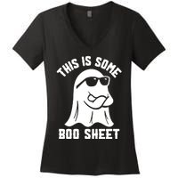 This Is Boosheet Halloween Ghost Costume Retro Groovy Women's V-Neck T-Shirt