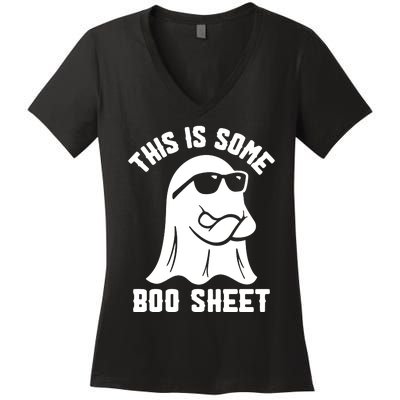 This Is Boosheet Halloween Ghost Costume Retro Groovy Women's V-Neck T-Shirt