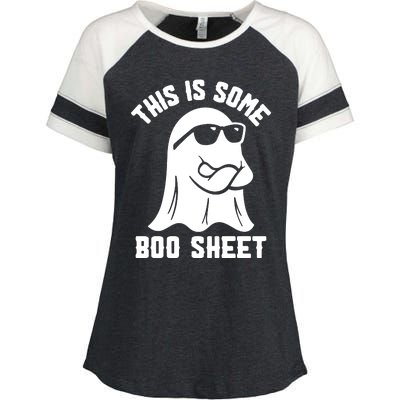 This Is Boosheet Halloween Ghost Costume Retro Groovy Enza Ladies Jersey Colorblock Tee