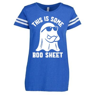 This Is Boosheet Halloween Ghost Costume Retro Groovy Enza Ladies Jersey Football T-Shirt