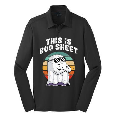 This Is Boo Sheet Funny Halloween Costume Ghost Pun Humor Silk Touch Performance Long Sleeve Polo