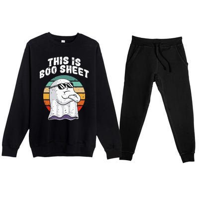 This Is Boo Sheet Funny Halloween Costume Ghost Pun Humor Premium Crewneck Sweatsuit Set