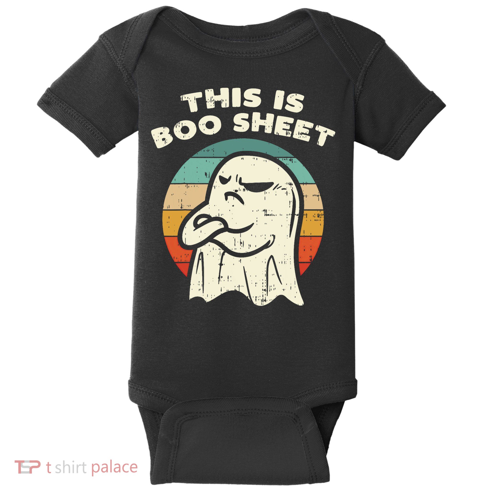 This Is Boo Sheet Ghost Retro Halloween Costume Baby Bodysuit