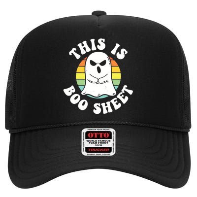 This Is Boo Sheet Ghost Retro Halloween Costume High Crown Mesh Back Trucker Hat