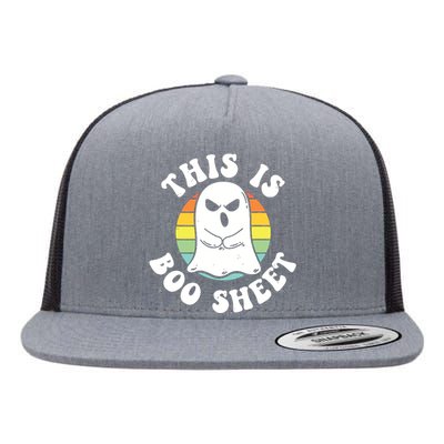 This Is Boo Sheet Ghost Retro Halloween Costume Flat Bill Trucker Hat