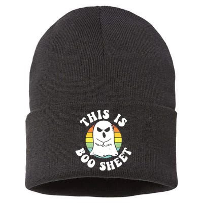 This Is Boo Sheet Ghost Retro Halloween Costume Sustainable Knit Beanie