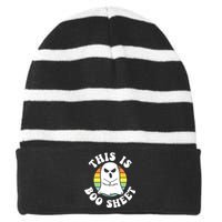 This Is Boo Sheet Ghost Retro Halloween Costume Striped Beanie with Solid Band