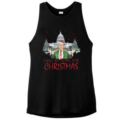 Trump ILl Be Home For Christmas Funny Xmas Ladies PosiCharge Tri-Blend Wicking Tank